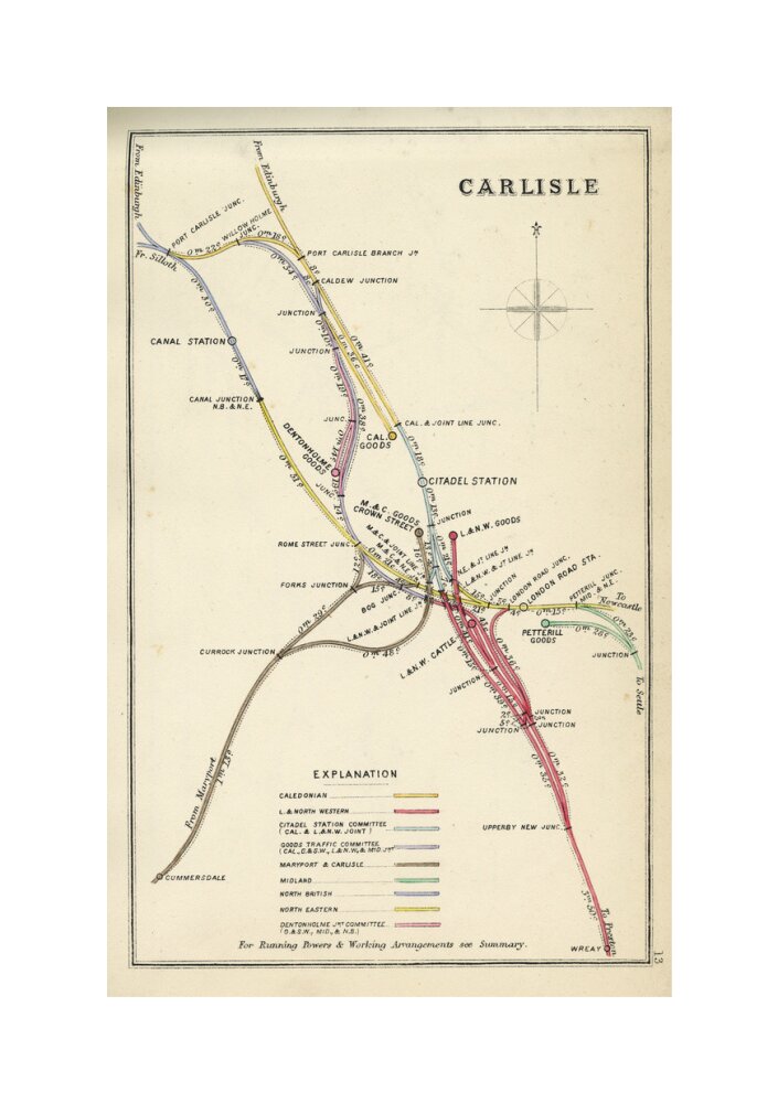 Railway Clearing House diagram of railways and junction at Carlisle, 1867. unstretched canvas medium none Art Print - Science Museum Shop