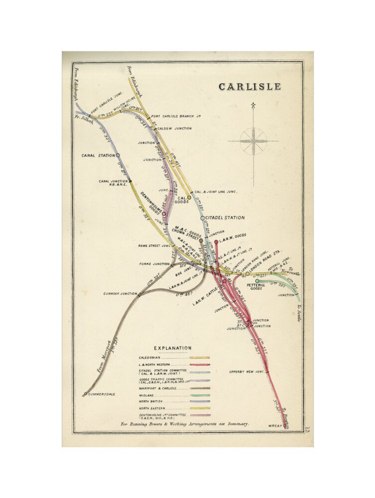 Railway Clearing House diagram of railways and junction at Carlisle, 1867. art print large none Art Print - Science Museum Shop