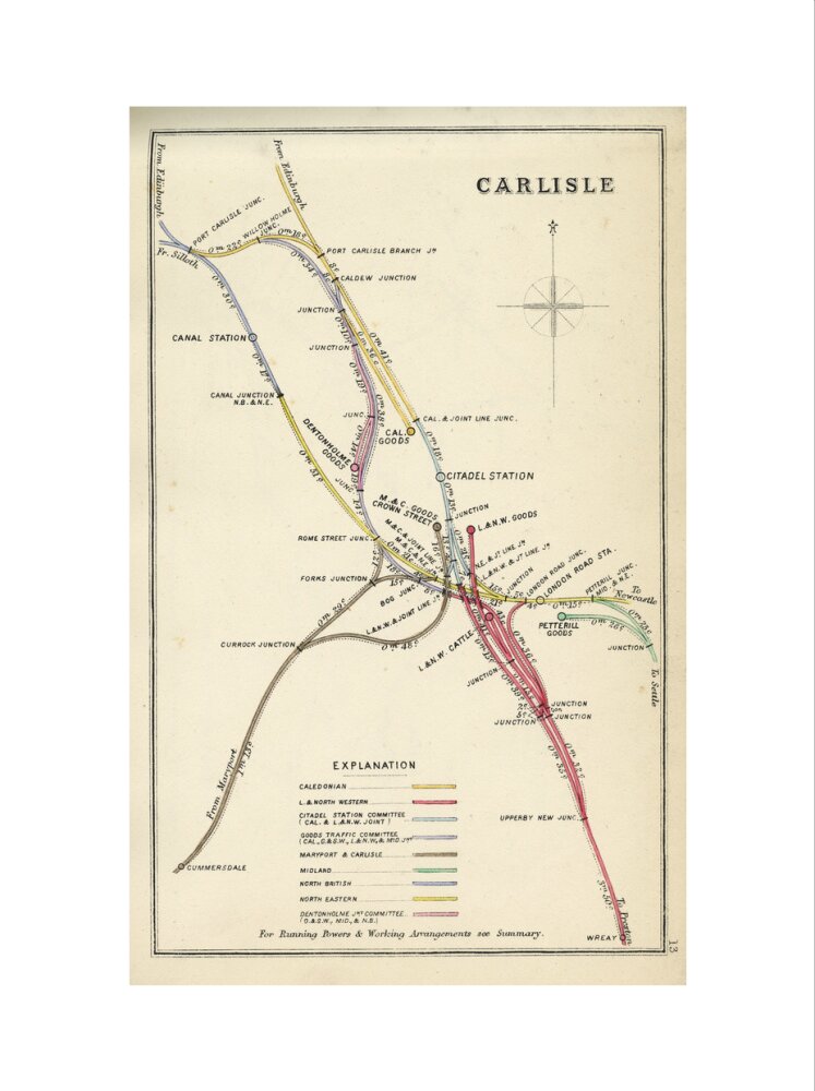 Railway Clearing House diagram of railways and junction at Carlisle, 1867. art print extra large none Art Print - Science Museum Shop
