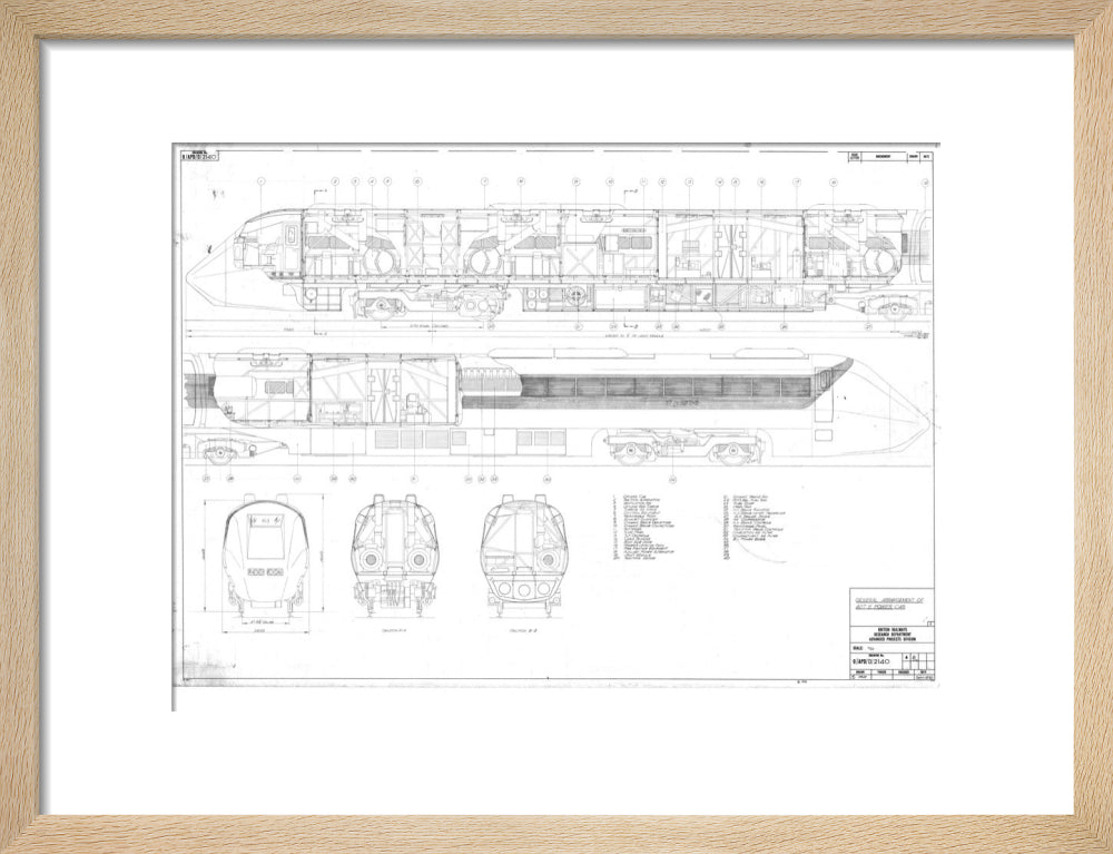 General arrangement of APT-E power car, British Railways research department, 1970. art print small natural Art Print - Science Museum Shop