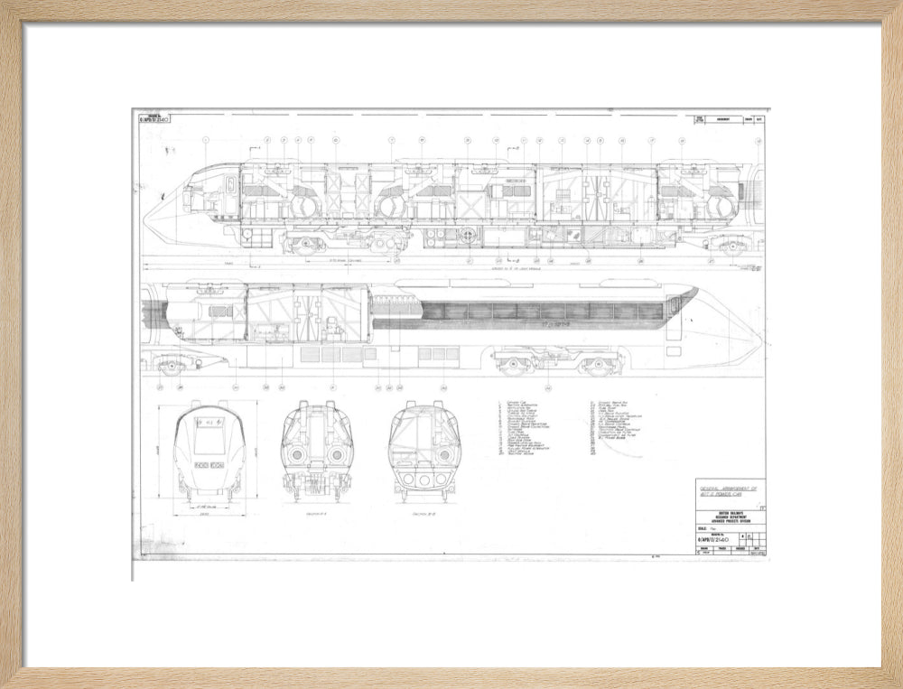 General arrangement of APT-E power car, British Railways research department, 1970. art print medium natural Art Print - Science Museum Shop