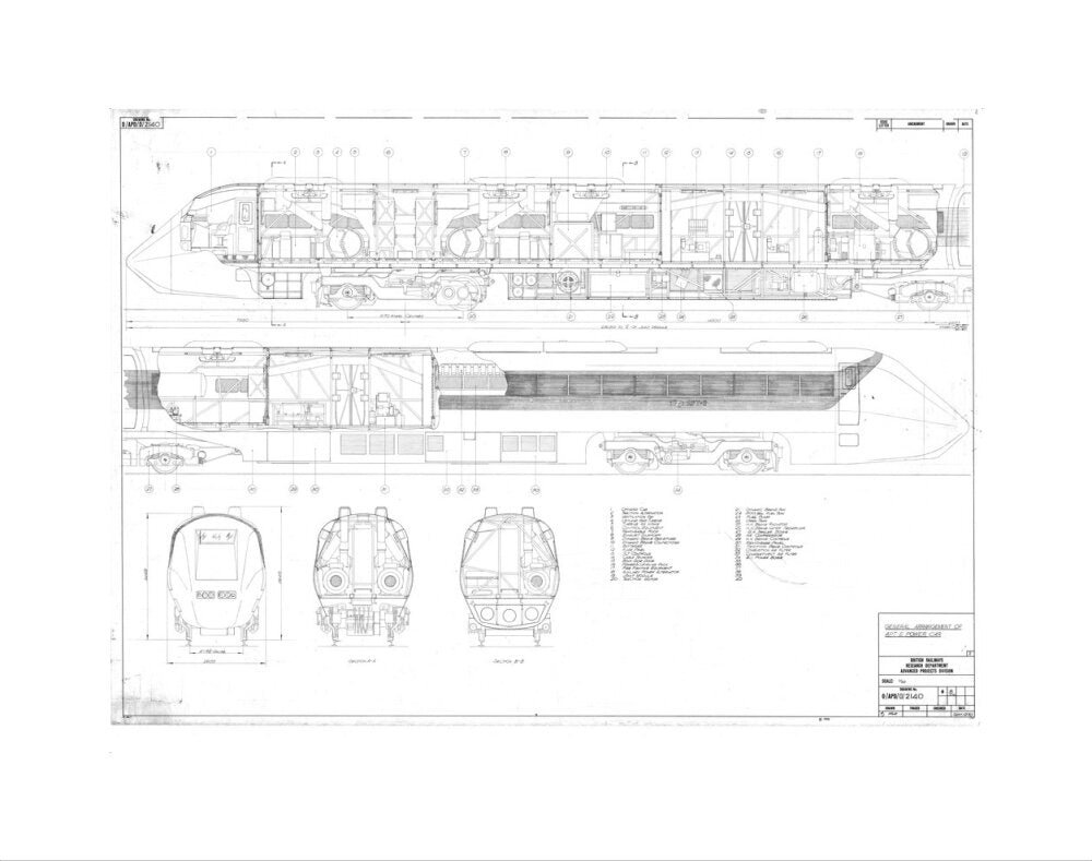 General arrangement of APT-E power car, British Railways research department, 1970. art print extra small none Art Print - Science Museum Shop