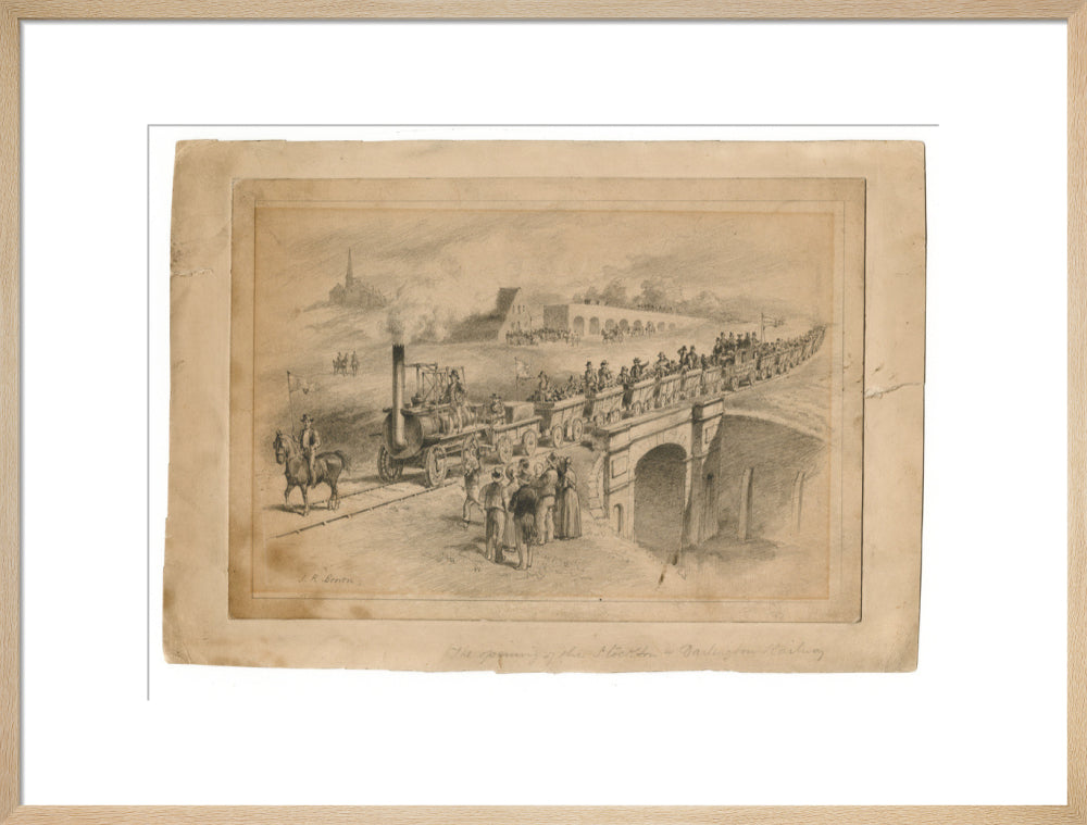 Pencil drawing The Opening of the Stockton and Darlington Railway, Sept.27th 1825 by J. R. Brown. art print large natural Art Print - Science Museum Shop
