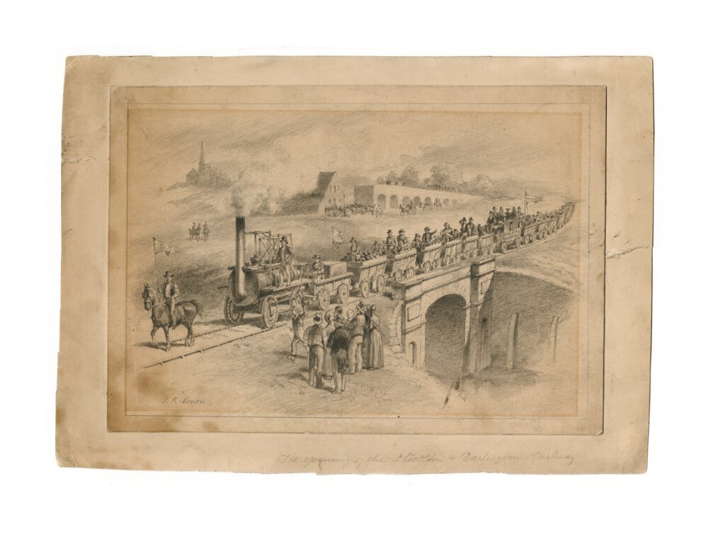 Pencil drawing The Opening of the Stockton and Darlington Railway, Sept.27th 1825 by J. R. Brown. unstretched canvas extra large none Art Print - Science Museum Shop