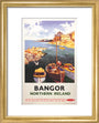 'Bangor, Northern Ireland', BR poster, 1955. art print extra small gold Art Print - Science Museum Shop
