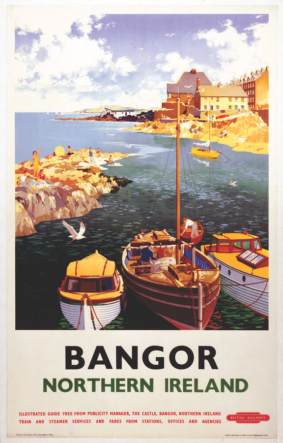 'Bangor, Northern Ireland', BR poster, 1955. Art Print - Science Museum Shop