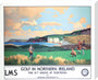 'Golf in Northern Ireland', LMS poster, c 1925. stretched canvas large none Art Print - Science Museum Shop