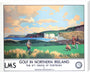 'Golf in Northern Ireland', LMS poster, c 1925. stretched canvas extra large none Art Print - Science Museum Shop