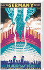 'Over to Germany from Harwich', LNER poster, 1923-1947. stretched canvas large none Art Print - Science Museum Shop
