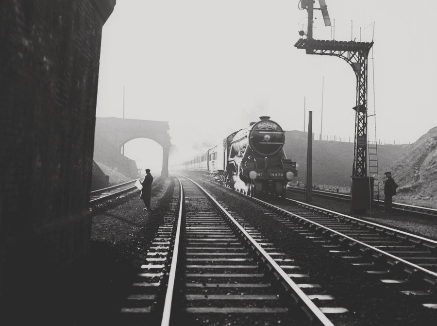 LNER 4472, Flying Scotsman by LNWR(?) overbridge, Sandy, circa 1933. Art Print - Science Museum Shop
