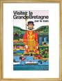 'Visitez la Grande Bretagne par le Train', BR poster, 1966 art print medium gold Art Print - Science Museum Shop
