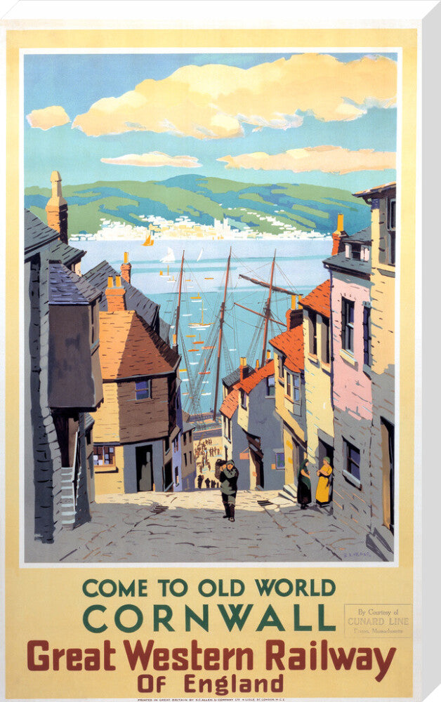 Come to Old World Cornwall', GWR poster, 1931. stretched canvas extra large none Art Print - Science Museum Shop