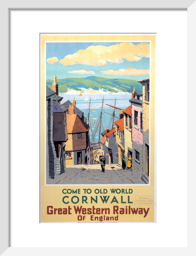 Come to Old World Cornwall', GWR poster, 1931. art print small white Art Print - Science Museum Shop