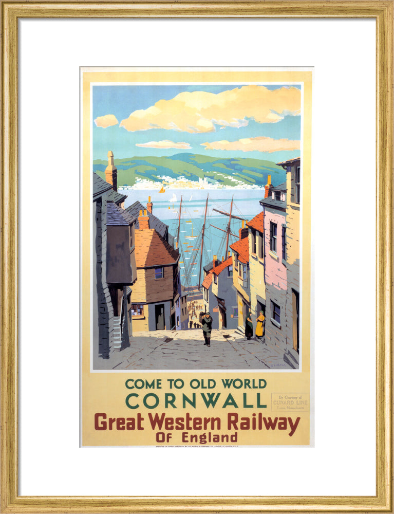 Come to Old World Cornwall', GWR poster, 1931. art print medium gold Art Print - Science Museum Shop