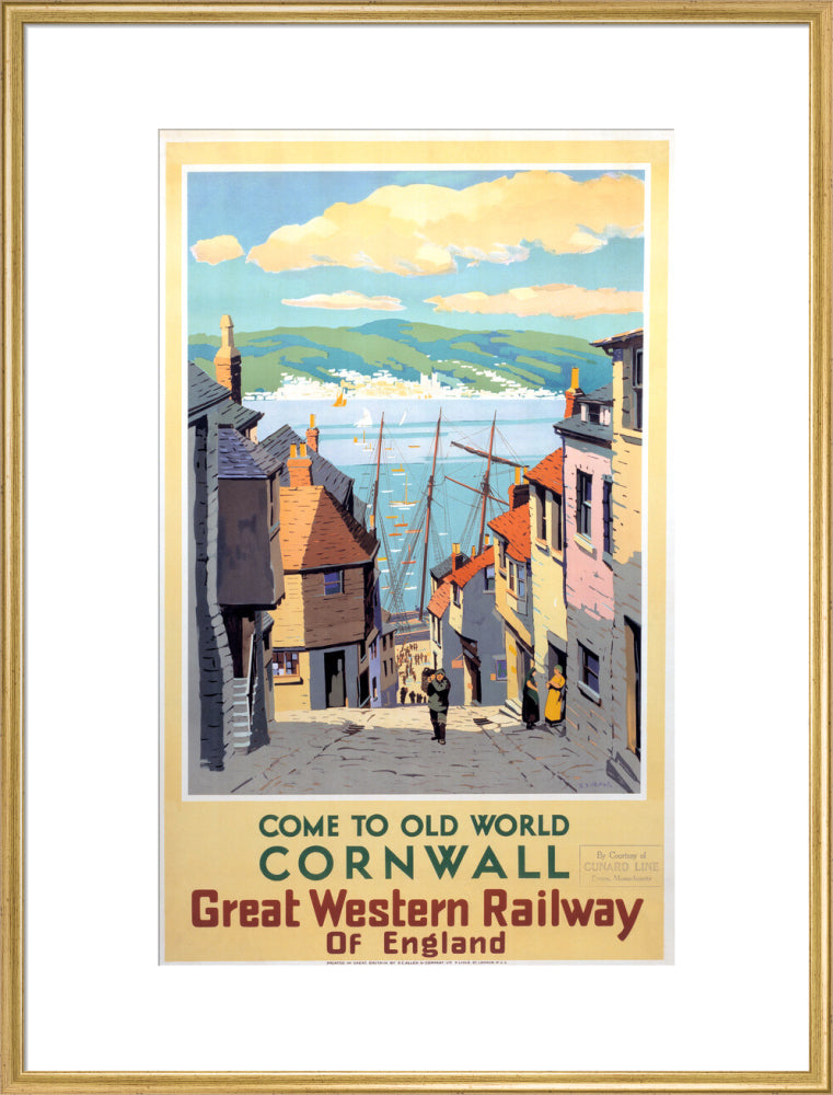 Come to Old World Cornwall', GWR poster, 1931. art print extra large gold Art Print - Science Museum Shop