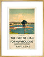 'Isle of Man for Happy Holidays', LMS poster, 1923-1947. art print large gold Art Print - Science Museum Shop