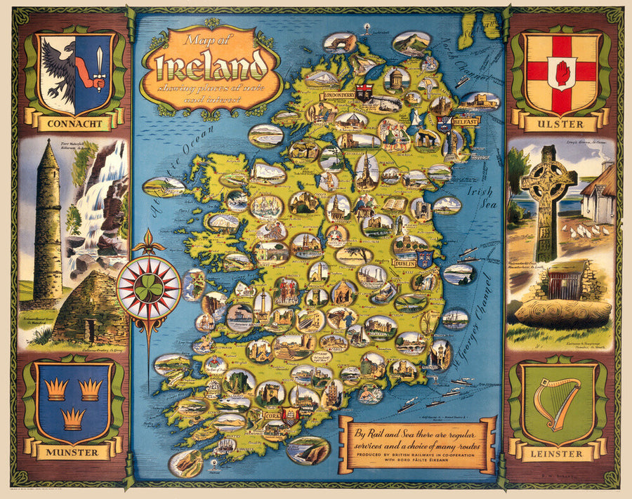 Map of Ireland, BR poster, c 1950s. Art Print - Science Museum Shop