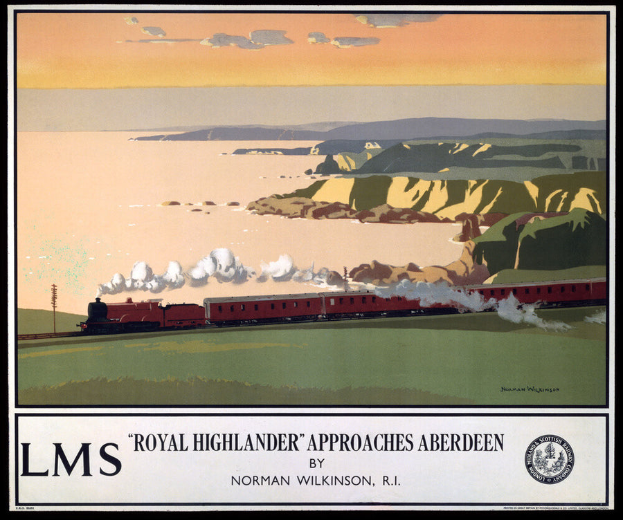 'Royal Highlander Approaches Aberdeen', LMS poster, 1923-1947. Art Print - Science Museum Shop