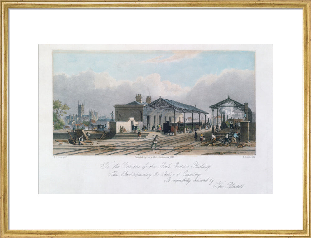 Canterbury Station, Kent, 1846. art print large gold Art Print - Science Museum Shop