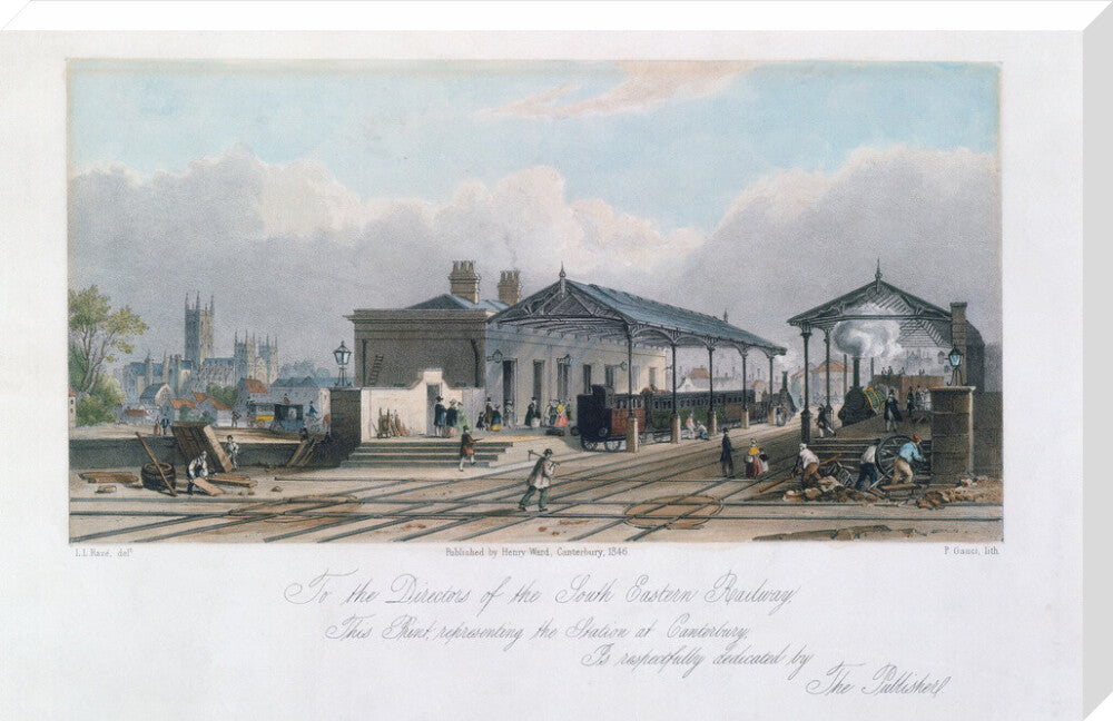 Canterbury Station, Kent, 1846. stretched canvas extra large none Art Print - Science Museum Shop