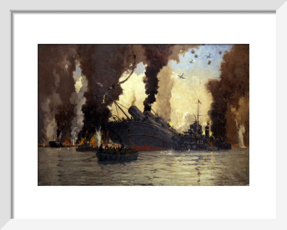 Sinking of the LMS steamer SS 'Scotia' off Dunkirk, France, 1940. art print extra small white Art Print - Science Museum Shop