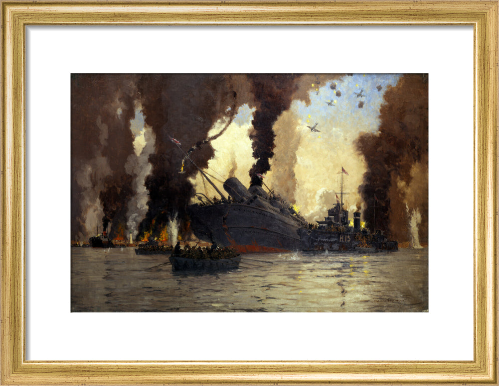 Sinking of the LMS steamer SS 'Scotia' off Dunkirk, France, 1940. art print small gold Art Print - Science Museum Shop