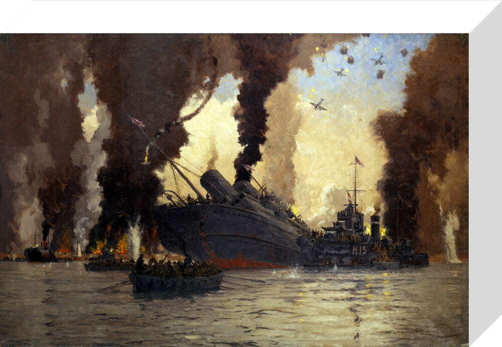 Sinking of the LMS steamer SS 'Scotia' off Dunkirk, France, 1940. stretched canvas small none Art Print - Science Museum Shop
