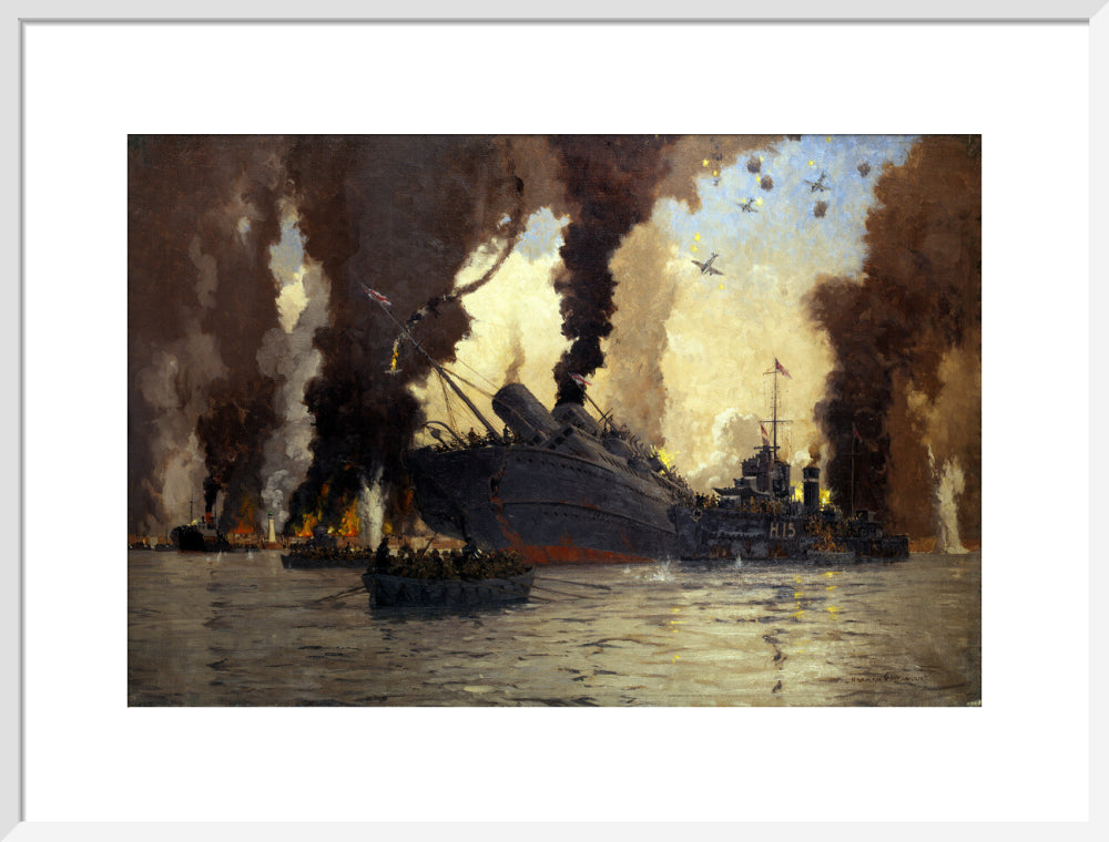 Sinking of the LMS steamer SS 'Scotia' off Dunkirk, France, 1940. art print large white Art Print - Science Museum Shop