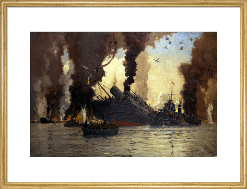 Sinking of the LMS steamer SS 'Scotia' off Dunkirk, France, 1940. art print large gold Art Print - Science Museum Shop