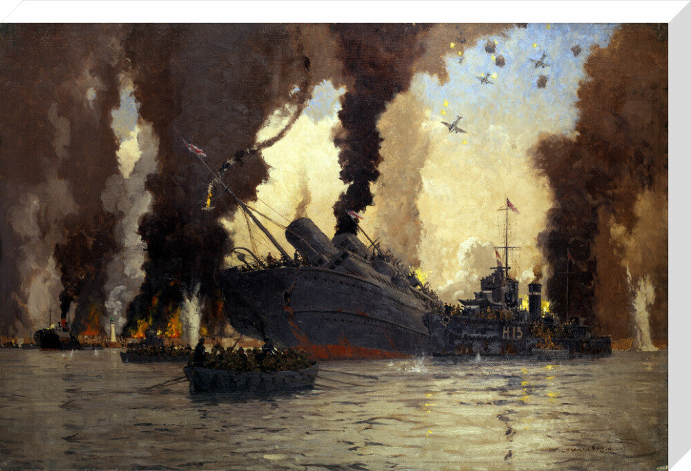 Sinking of the LMS steamer SS 'Scotia' off Dunkirk, France, 1940. stretched canvas large none Art Print - Science Museum Shop