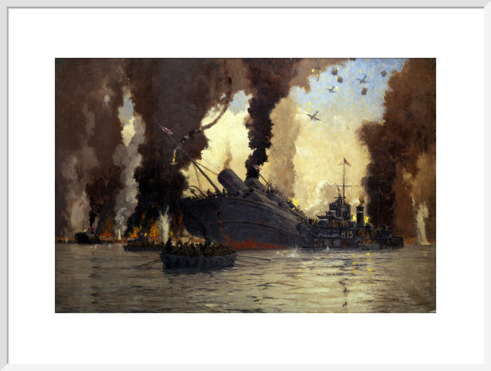 Sinking of the LMS steamer SS 'Scotia' off Dunkirk, France, 1940. art print extra large white Art Print - Science Museum Shop