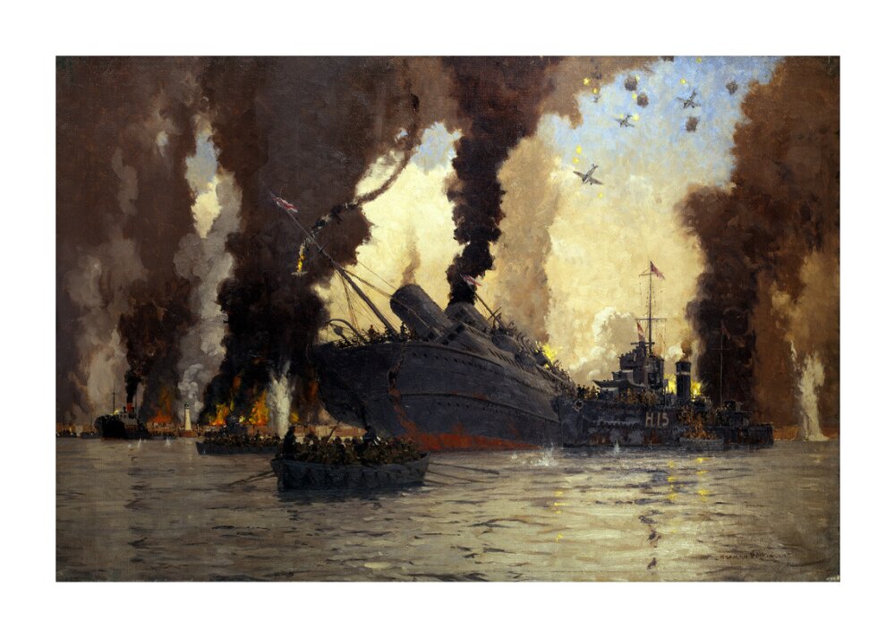 Sinking of the LMS steamer SS 'Scotia' off Dunkirk, France, 1940. unstretched canvas extra large none Art Print - Science Museum Shop