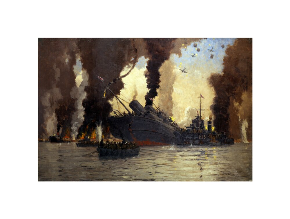 Sinking of the LMS steamer SS 'Scotia' off Dunkirk, France, 1940. unstretched canvas small none Art Print - Science Museum Shop