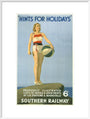 Poster, Southern Railway ' Hints for holidays' by Charles Pears art print extra large white Art Print - Science Museum Shop