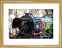 Kevin MacDonald from the Red Hot Chilli Pipers beside Flying Scotsman. art print small gold Art Print - Science Museum Shop