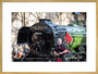 Kevin MacDonald from the Red Hot Chilli Pipers beside Flying Scotsman. art print extra large gold Art Print - Science Museum Shop
