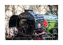 Kevin MacDonald from the Red Hot Chilli Pipers beside Flying Scotsman. unstretched canvas large none Art Print - Science Museum Shop