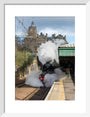 Flying Scotsman leaving Waverley Station, Edinburgh. art print small white Art Print - Science Museum Shop