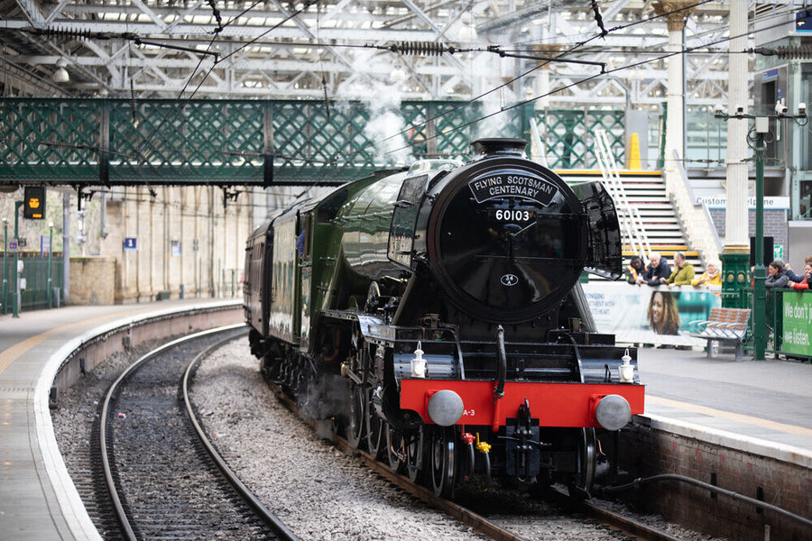 Flying Scotsman at Waverley Station, Edinburgh to celebrate the centenary. Art Print - Science Museum Shop