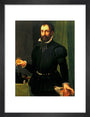 Portrait of a man holding a watch, c 1558. art print small black Art Print - Science Museum Shop