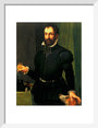 Portrait of a man holding a watch, c 1558. art print small white Art Print - Science Museum Shop