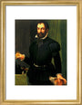 Portrait of a man holding a watch, c 1558. art print small gold Art Print - Science Museum Shop