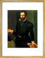 Portrait of a man holding a watch, c 1558. art print medium gold Art Print - Science Museum Shop
