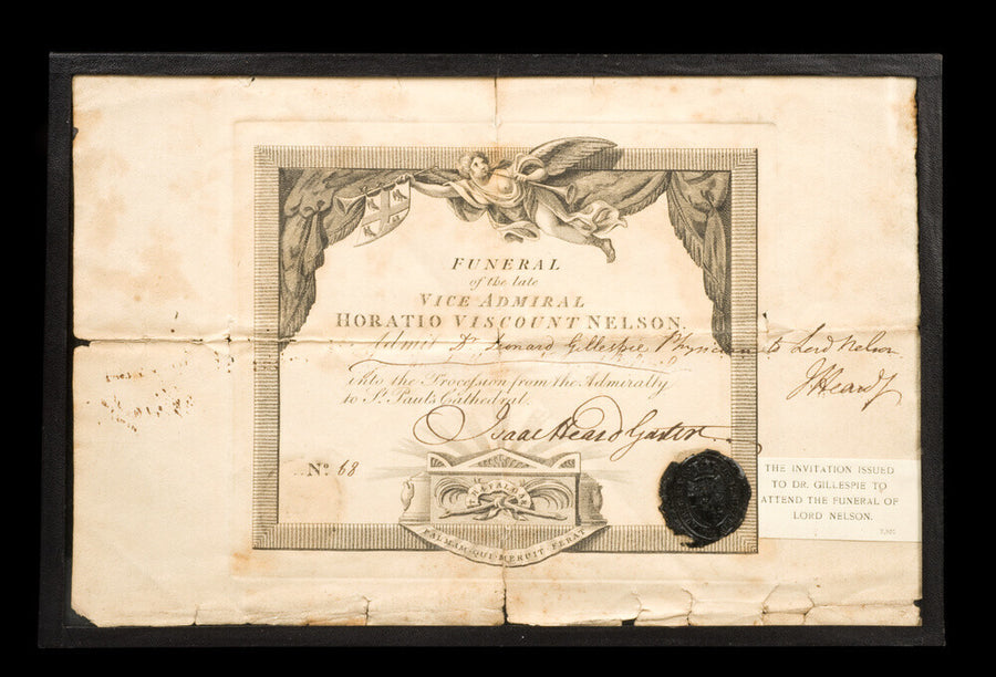 Invitation to Nelson's funeral issued to Dr. Gillespie, 1806. Art Print - Science Museum Shop