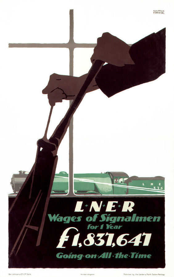'Wages of Signalmen', LNER poster, 1923-1947. Art Print - Science Museum Shop