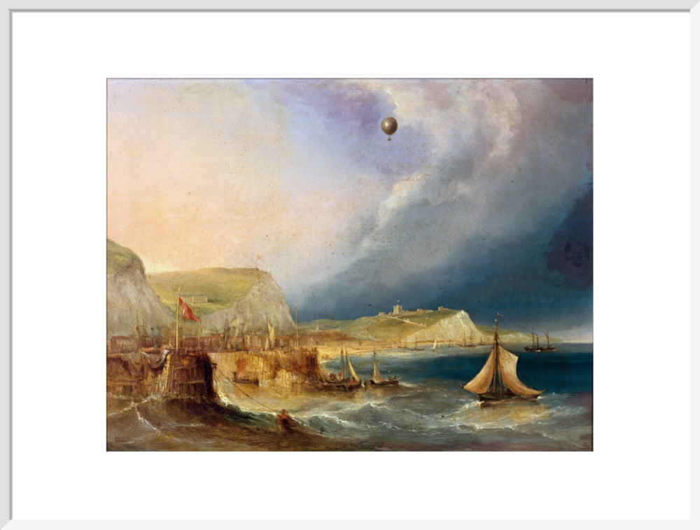 The first balloon crossing of the English Channel, 7 January 1785. art print extra large white Art Print - Science Museum Shop