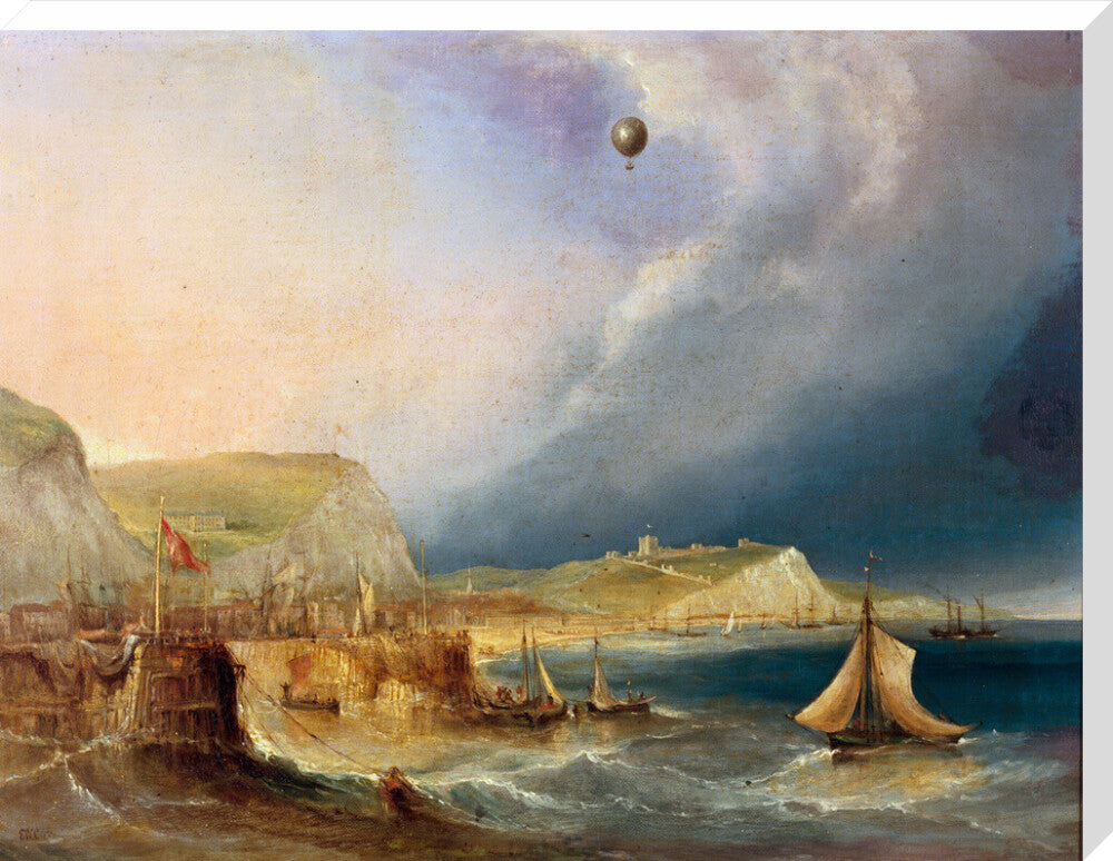 The first balloon crossing of the English Channel, 7 January 1785. stretched canvas extra large none Art Print - Science Museum Shop