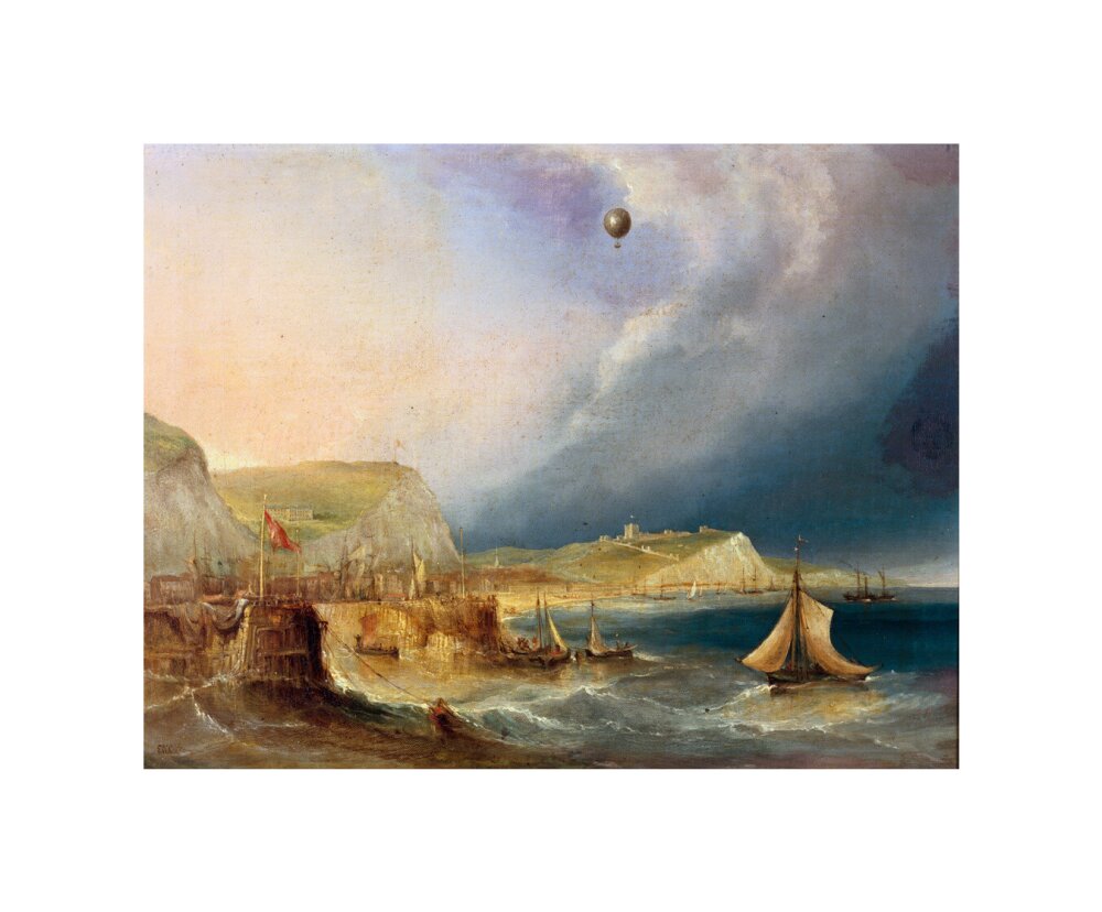The first balloon crossing of the English Channel, 7 January 1785. unstretched canvas small none Art Print - Science Museum Shop