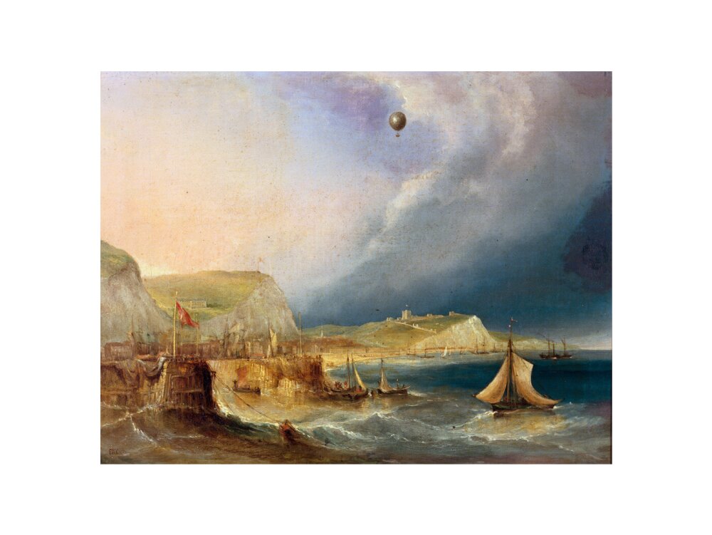 The first balloon crossing of the English Channel, 7 January 1785. art print medium none Art Print - Science Museum Shop
