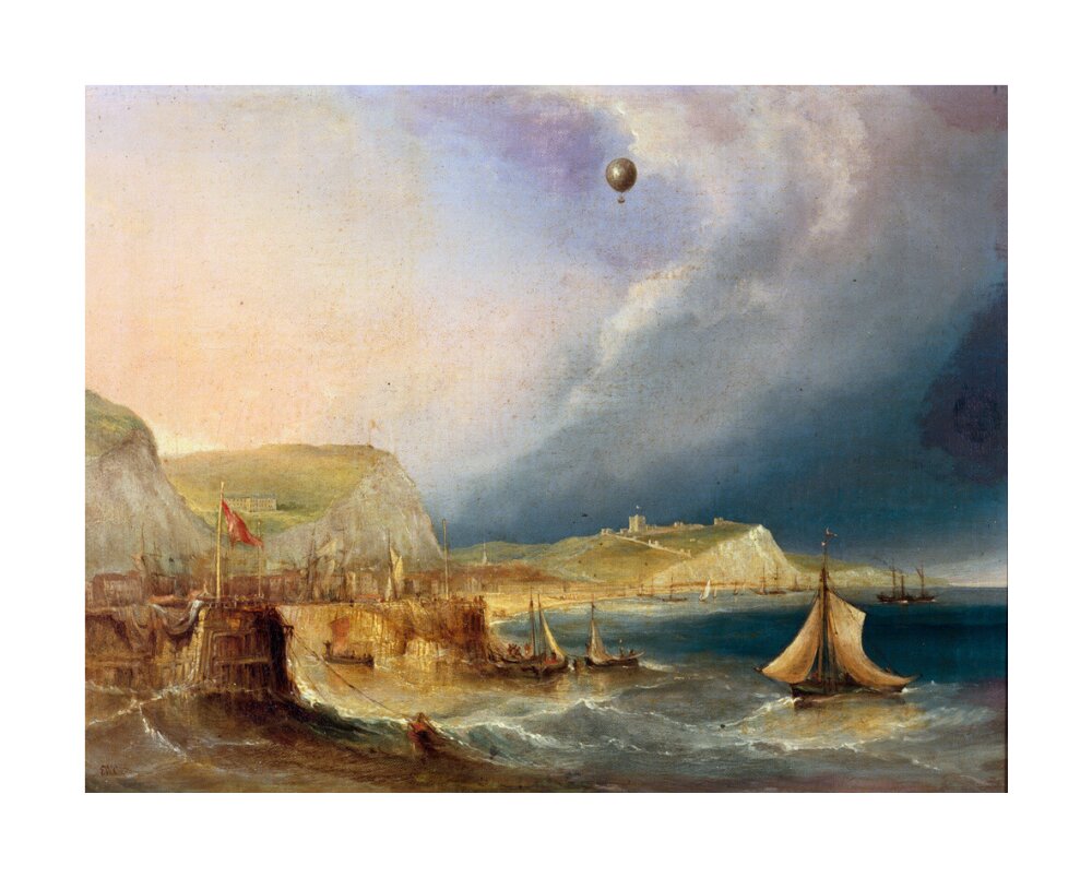 The first balloon crossing of the English Channel, 7 January 1785. unstretched canvas large none Art Print - Science Museum Shop